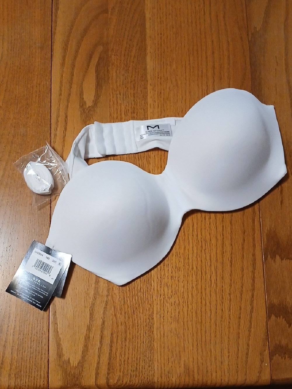 NWT Maidenform White Strapless Molded Cup Bra 38C